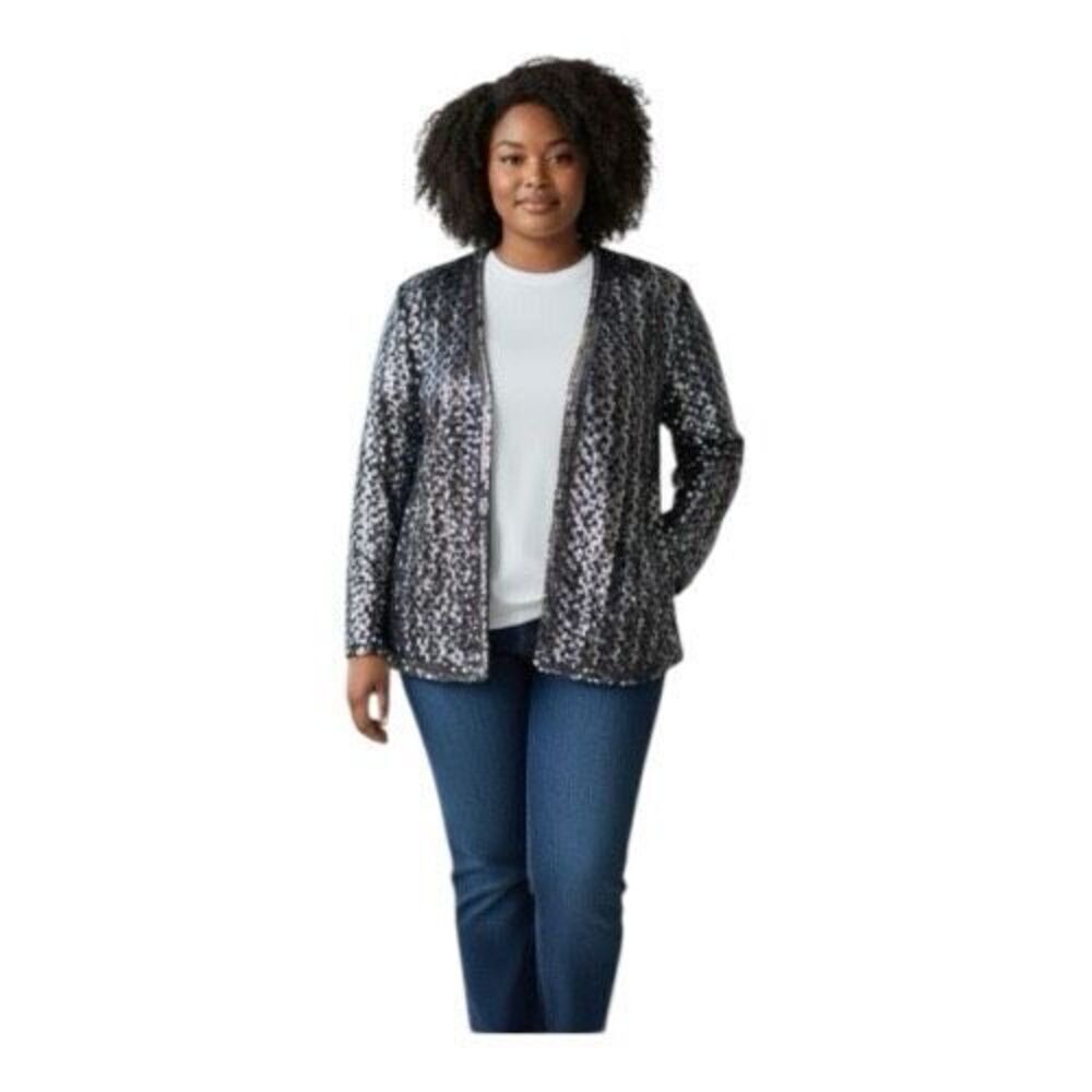 Vintage 1980s Women Multicolor Sequined Cardigan Size M Party Jacket Blazer